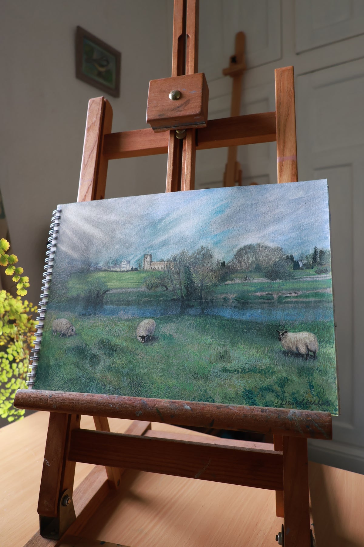 Framed Watercolour Landscape | Great Mitton, Lancashire