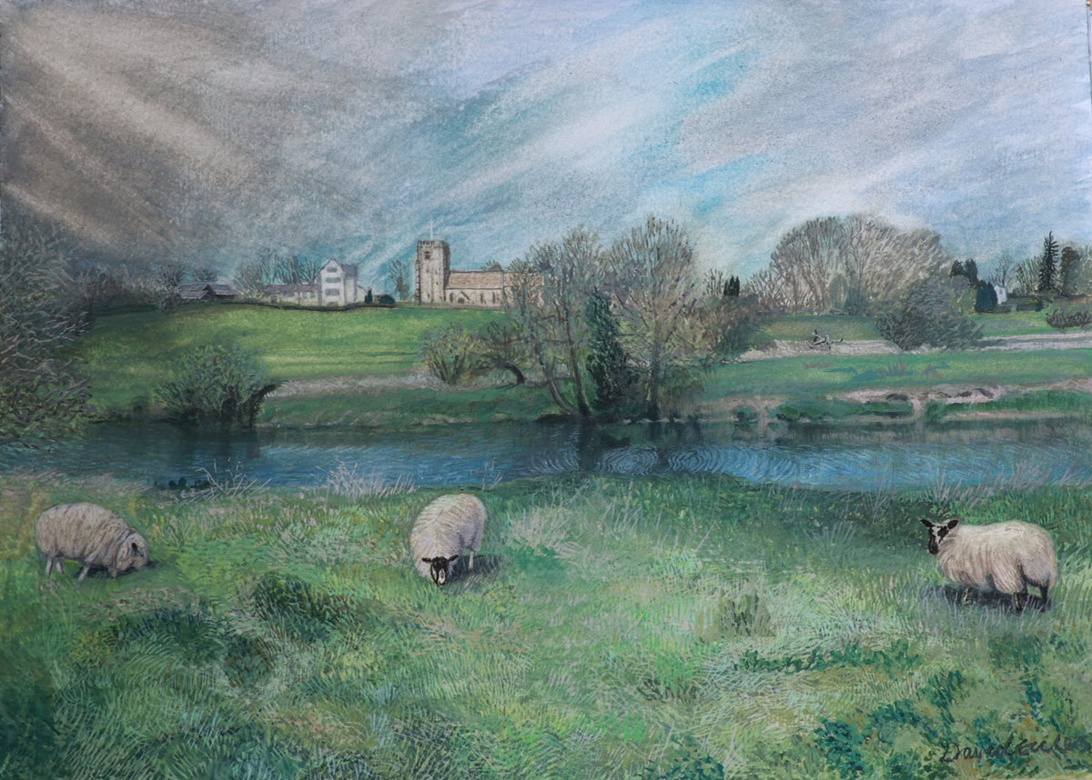 Framed Watercolour Landscape | Great Mitton, Lancashire