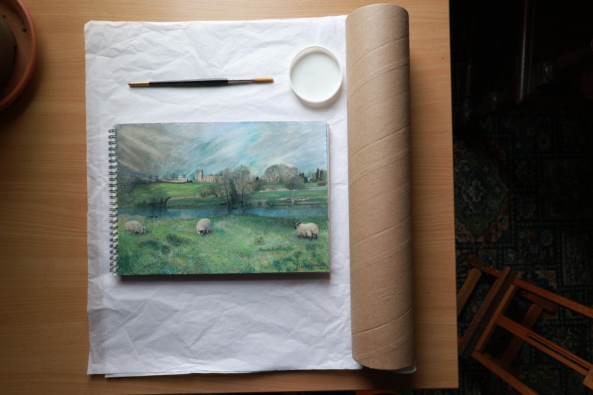 Framed Watercolour Landscape | Great Mitton, Lancashire