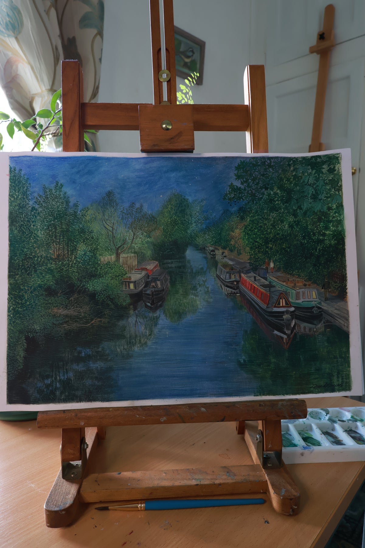 London Canal Boats | Framed Original Watercolour Painting