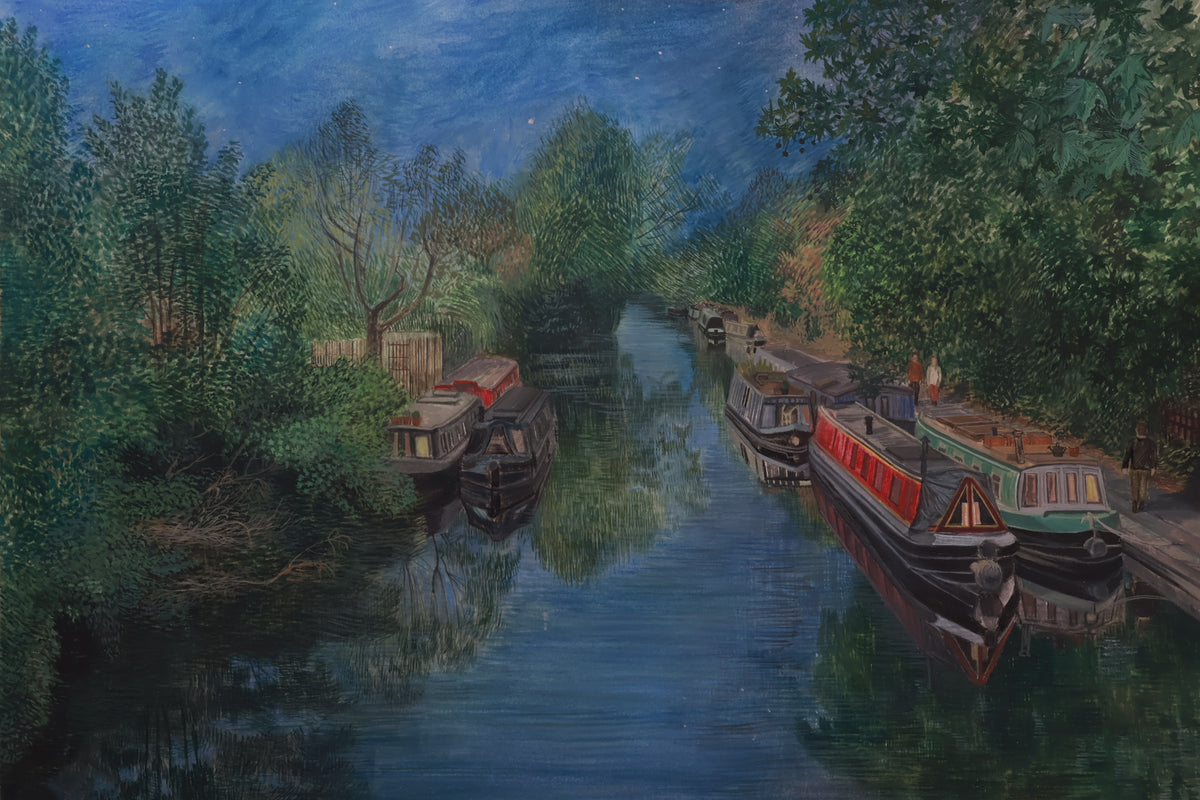 London Canal Boats | Framed Original Watercolour Painting