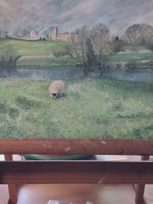 Framed Watercolour Landscape | Great Mitton, Lancashire